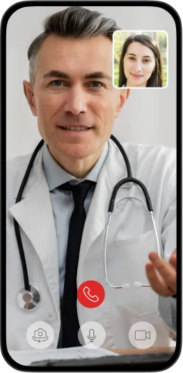 Tokidoc telemedicine app — patient video consultation on a smartphone